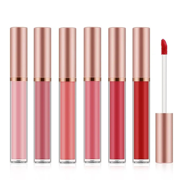 6pcs Matte Lip Gloss Set for Women,Highly Pigmented Velvet Lip Stain，Long Lasting，Waterproof Lip Makeup，Nude，Brown - Produ...