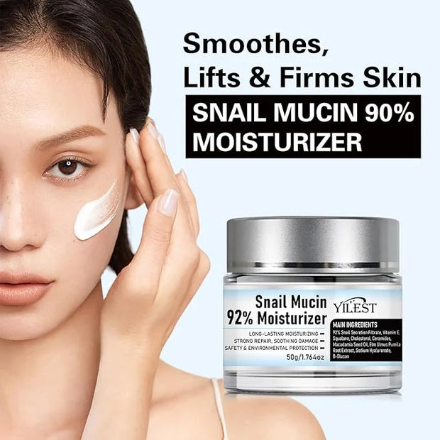 𝐒𝐧𝐚𝐢𝐥 𝐌𝐮𝐜𝐢𝐧 92% Moisturizer Daily Face Gel Cream, Crema de Baba de Caracol Original, Snail Secretion Filtrate Nourishing C...