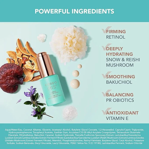 Foreo IRIS Firming PM Eye Serum - Retinol - Mushroom Extract - Vitamin E - Bakuchiol - Travel size Treatment Products - Da...