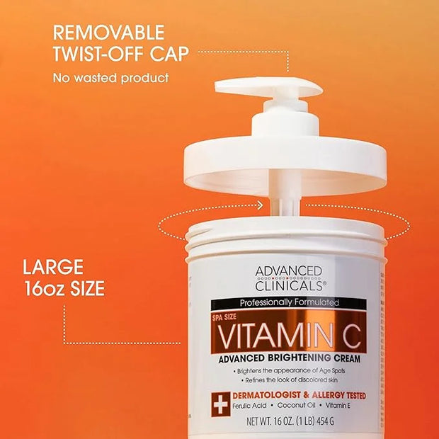 Advanced Clinicals Vitamin C Cream Visibly Brightening Body Lotion | Vitamin C Moisturizer Skin Care Body Cream For Women ...
