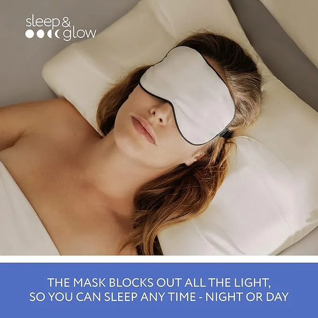 SLEEP & GLOW Silk Sleep Eye Mask Luxury Mulberry 22 Momme 100% Natural Triple Silk Blindfold with Adjustable Strap for Com...