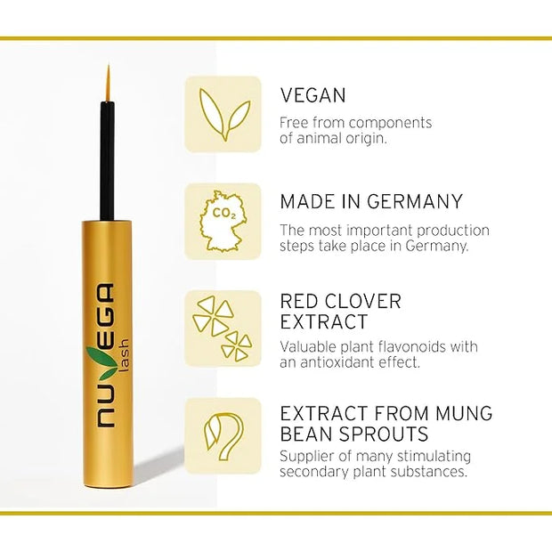 Nuvega Lash - Vegan Eyelash Serum & Eyebrow Serum Set I Longer Eyelashes in 4-6 Weeks I Lash and Eyebrow Growth Serum I Ma...