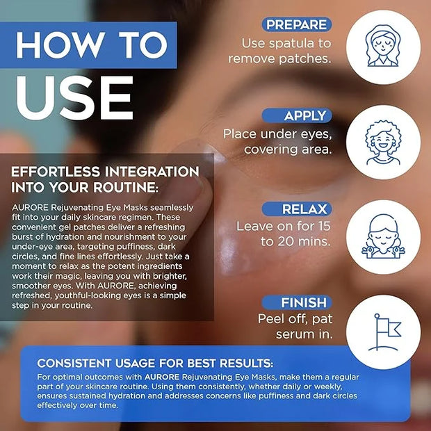 AURORE Under Eye Patches with Hyaluronic Acid, Collagen, Niacinamide - for Puffy Eyes, Dark Circles, Wrinkles, Fine Lines ...