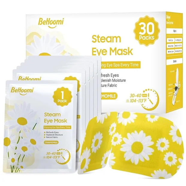 30Packs Steam Eye Mask, Heated Eye Mask Warm Compress for Eyes, Self Heating Warm Eye Masks Disposable Steam Mask for Home...