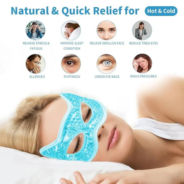 Cooling & Heating Eye Mask - Hot/Cold Use for Puffy Eyes, Headaches, Migraines, Sinus & Dark Circles (2 packs blue) - Prod...