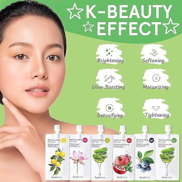Skincare Face Masks (Random 6pks), Clay Face Masks Skincare for Women, Korean Skin Care with Kaolin and Bentonite Clay, Na...