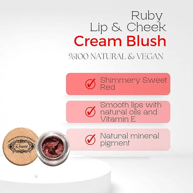2-in-1 Cream Cheek Blush + Lip Color | Natural Mineral pigment | Soft Lips with natural oils and Vitamin E | 100% Plant in...