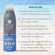 Aloe Up Sport Continuous Spray Sunscreen SPF 30 - Broad Spectrum UVA/UVB Sunscreen Protector for Face and Body - With Aloe...