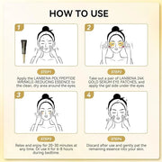LANBENA Under Eye Patches (6 Pairs), Wrinkle-Reduce Essence(0.27 Fl.Oz), 24K Gold Full Around Gel Serum Mask, Puffy Undere...