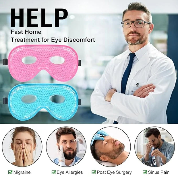 BeeVines Gel Eye Mask, 2 Pack XL Jumbo Size Cooling Ice Masks for Puffy Eyes for Men & Women, Cold & Warm Compress for Pos...