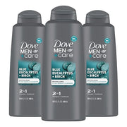 DOVE MEN + CARE 2 in 1 Shampoo Conditioner Eucalyptus + Birch 3 Count For Healthy-Looking Hair Naturally Derived Plant Bas...