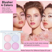 Face Blushes Quads, Matte Blush Makeup Palette, Light Pink Lavender Dark Pink and Mauve Cream Blushes Palette, Makeup for ...