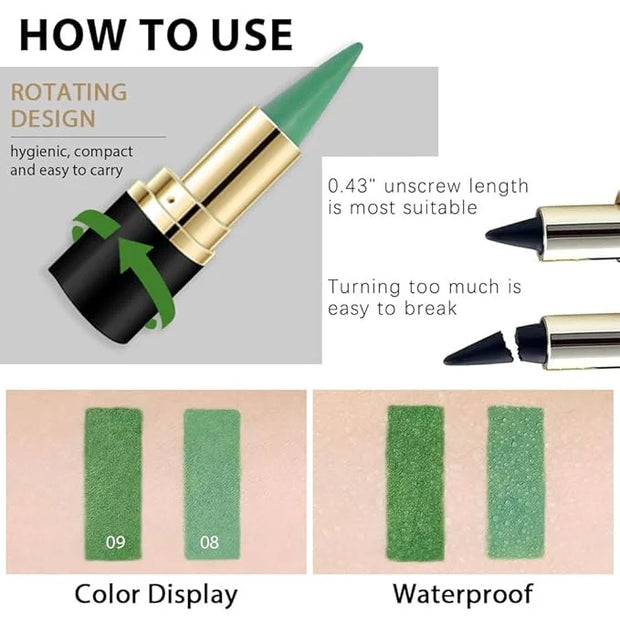 Kaely 2Pcs Light Dark Green Gel Eyeliner Pencils Set,Waterproof Color Colored Eye Liner Crayon,Cat Eye Stencil Gothic Hall...