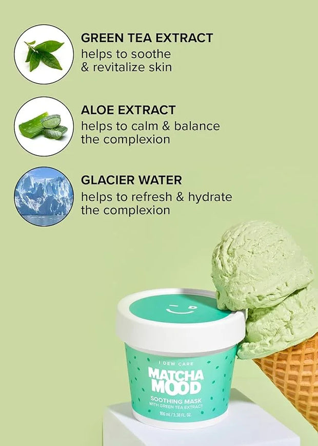 I DEW CARE Wash-Off Mask - Matcha Mood | Korean Facial Soothing Green Tea Skincare for Dry and Sensitized Skin, Korean Fac...