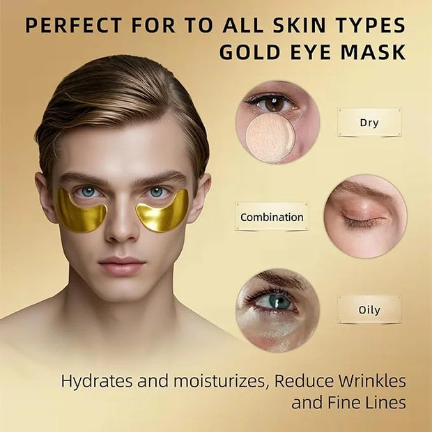 Golden Eye Mask 20 (pair), Collagen Eye Mask with Sodium Hyaluronate for Dark Circles, Bags, Wrinkles and Puffiness Eye Ge...