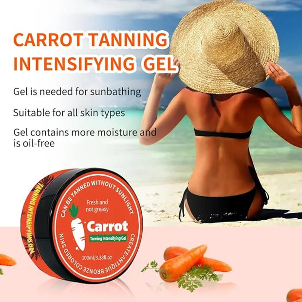 100ml Carrot Tanning Intensifying Gel, 3.38 fl.oz Intensive Tanning Gel, Tanning Bed Lotion Accelerator for Outdoor Sun, W...