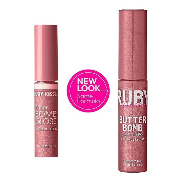 Ruby Kisses Lip Gloss Butter Bomb Gloss Non-Sticky Lip Gloss Vitamin E Natural Nude Lip Makeup - 7.8mL (0.26 US fl.oz) (Pi...