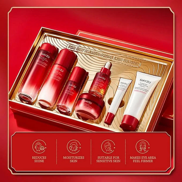 Facial Skin Care Set Anti-Wrinkle Beauty & Personal Care with Cleanser, Toner, Lotion, Essence, Face Cream, Eye Cream, Gif...