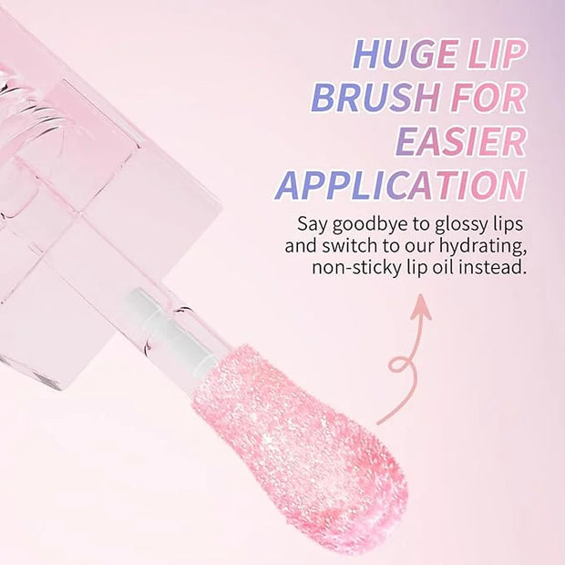 Sulily Glow Lip Oil,Pink Nourishing Tinted Lip Gloss,Plumping No-Sticky for Transparent High-shine Finish,Accumulate Jojob...