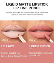 Lip Liner and Liquid Matte Lipstick Set, 12 Longwear