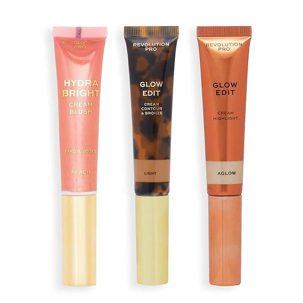Cream Face Wand Trio, Cream Contour, Blush & Highlighter Makeup Set, Vegan & Cruelty Free, Light, 1 x 12 ml, 2 x 15 ml - P...