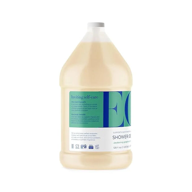 EO Shower Gel Body Wash Refill, 1 Gallon, Grapefruit and Mint, Organic Plant-Based Skin Conditioning Cleanser with Pure Es...