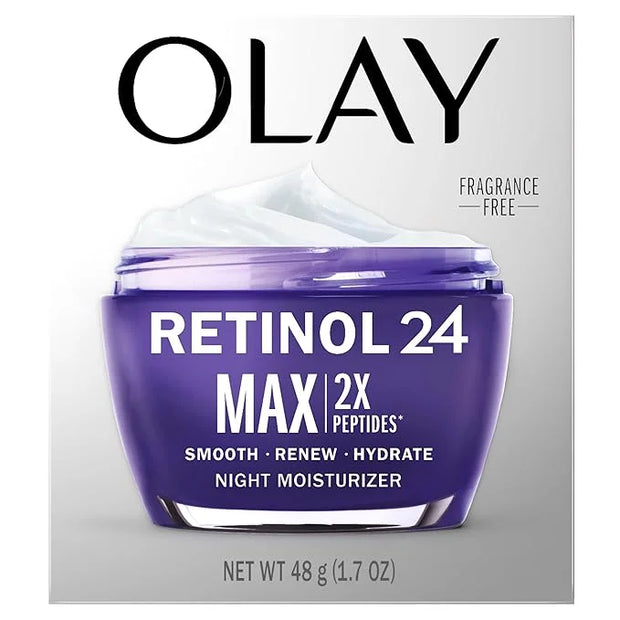 Olay Retinol Face Moisturizer, 24 MAX Anti-Aging Night Cream for Women, Fragrance-Free, Non Greasy - Anti-Wrinkle, Smooth ...