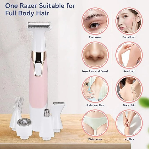 Face Razors for Women, BestMal Bikini Trimmer 5 in 1 Wet/Dry Electric Shaver Razors for Face Nose Eyebrow Beard Mustache A...