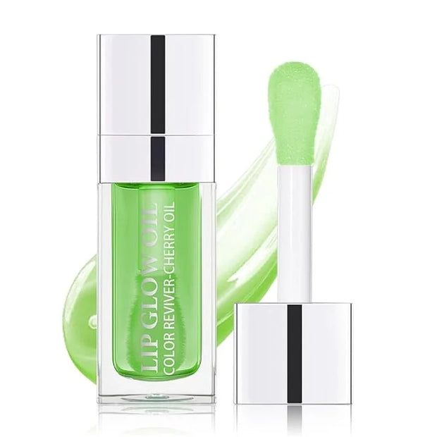 Hydrating Lip Glow Oil, Lip Oil Gloss Transparent Toot Tinted Nourishing Long Lasting Repairing Lightening Lip Lines (GREE...