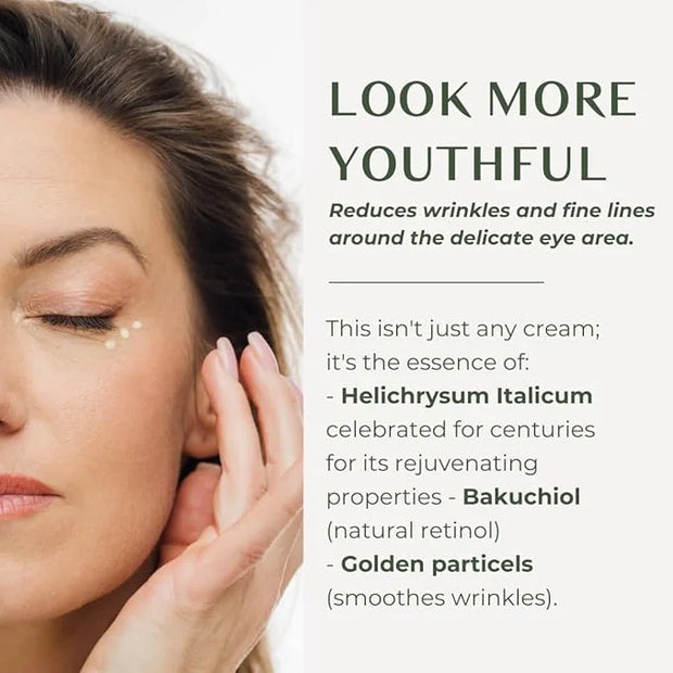 Golden Under Eye Cream - Hydrating Face Cream with Bakuchiol, Helichrysum Intensive Under Eye Renewal, Moisturizer Eye Cre...