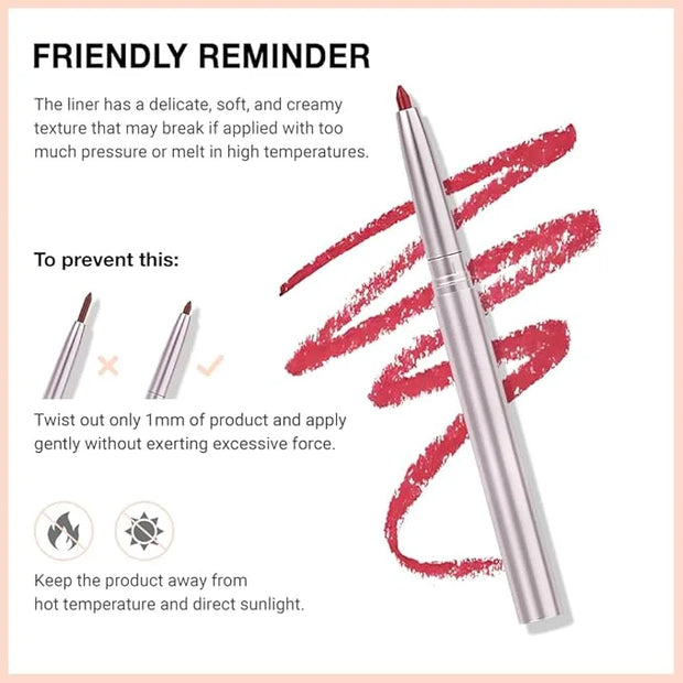 evpct Silky Lip Liner Pencil Retractable, Bean Red Smooth Lip Liner Creamy Velvet Lipliner Long-Lasting for Korean Makeup ...