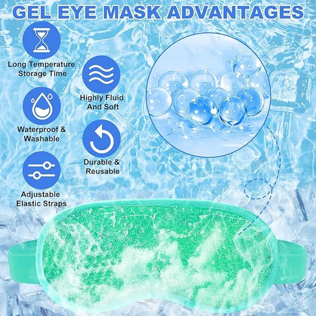 candyfouse 2Pack Cold Cooling Eye Mask, Reusable Hot Colder Therapy Gel Bead with Plush Backing for Puffiness Migraine Str...