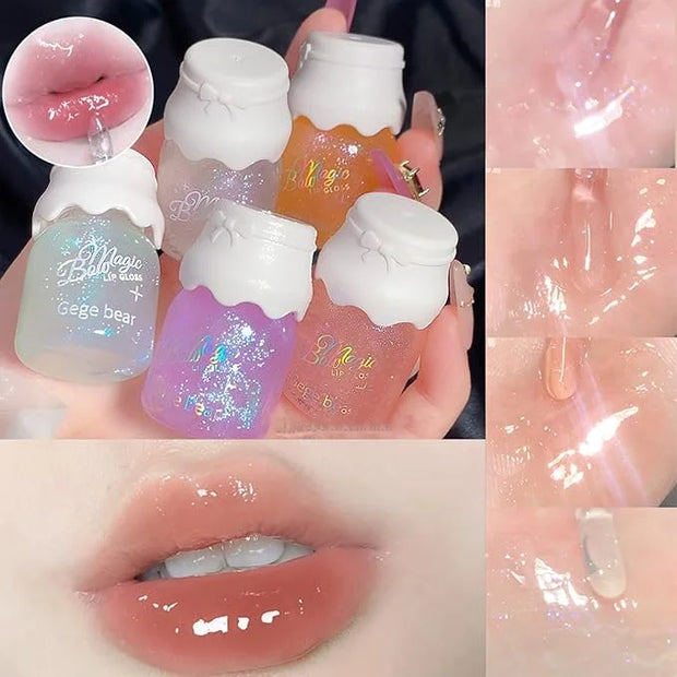 5 Colors Shimmer Lip Gloss Set Hydrating Lip Glow Oil Cute Hydrating Tinted Lip Transparent Balm Set - Product Image