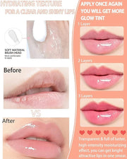 Plumping Lip Glow Oil, Hydrating Tinted Lip Oil Gloss, Transparent Toot Lip Oil, Long Lasting Lip Balm Moisturizing Glow O...