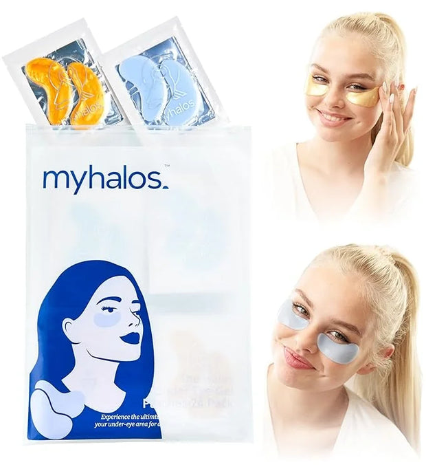 MyHalos Eye Masks for Dark Circles and Puffiness & Eye Patches for Wrinkles Duo- 24 Under Eye Patches for Puffy Eyes, Dark...