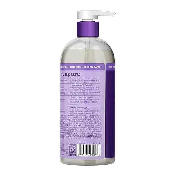 Renpure Castor Oil & Moringa Shampoo, Plant-Based - Curl Enhancing - For Moisturized, Manageable & Smooth Curls - With Cas...