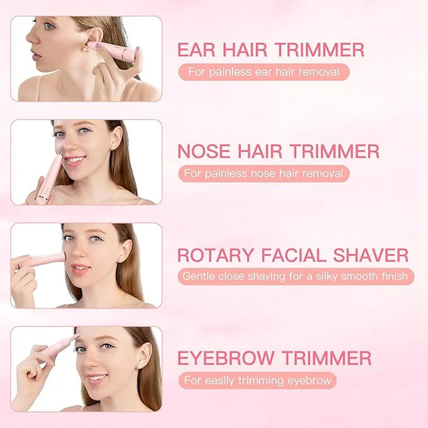 Nose Hair Trimmer for Women, 3in1 Electric Eyebrow Trimmer Waterproof Facial Hair Removal Rechargeable Hair Shaver Razor f...
