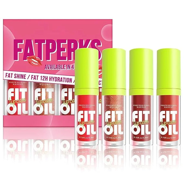 4 Colors Lip Oil Lip Glaze, Hydrating Lip Glow Oil Big Brush Head Shiny Moisturizing Lip Gloss, Long Lasting & Nourishing ...
