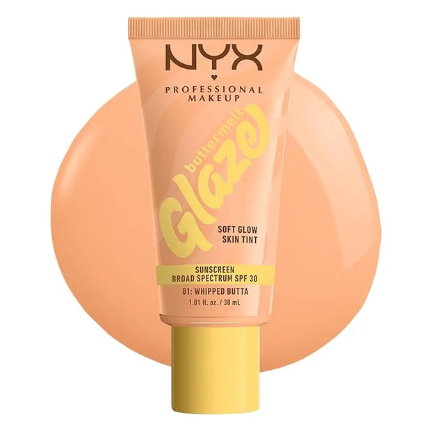 NYX PROFESSIONAL MAKEUP Buttermelt Glaze Soft Glow Skin Tint with SPF 30, Up To 12HR Wear, 01 Whipped Butta - Product Image