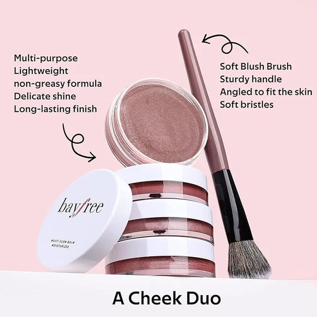 Multi Cream Blush & Blush Brush Set, Korean Makeup Blush for Cheeks, Multi-Use Face Balm, Lightweight & Hydrating, Blendab...