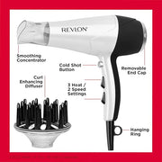 REVLON Volume Booster, Hair Dryer with Curl Enhancing Diffuser | Increase Volume, Decrease Frizz and Damage, Fast Drying, ...