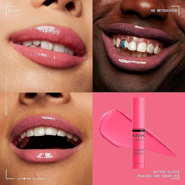 NYX PROFESSIONAL MAKEUP Butter Gloss, Non-Sticky Lip Gloss - Peaches & Cream (Pink Coral) - Product Image