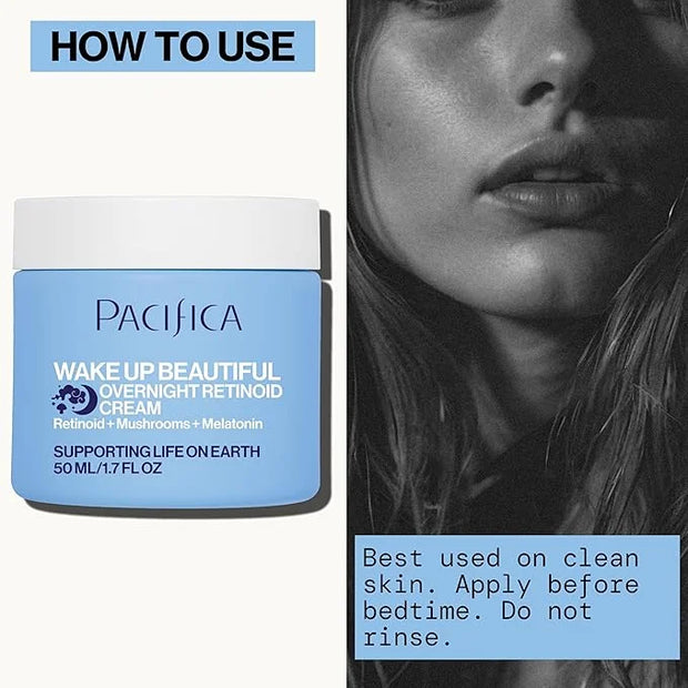 Pacifica Wake Up Beautiful Retinoid Night Cream – Overnight Anti-Aging Moisturizer with Hyaluronic Acid & Melatonin, Reduc...