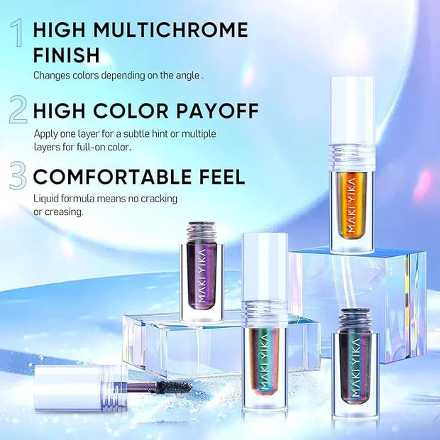 MAKI YIKA Glitter Eyeshadow Green Liquid Multichrome Eyeshadows Long Lasting Metallic Chameleon Eye Shadow Holographic Eye...