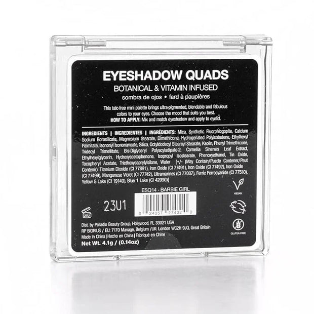 Palladio Eyeshadow Quads Velvety Pigmented Blendable Matte, Metallic & Shimmer Finishes, Creamy Formula, Four Way Quad Eye...