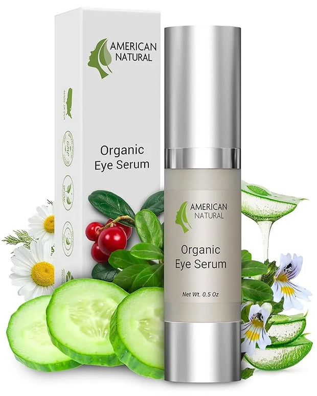 American Natural Eye Serum for Puffy Bags Under Eyes (0.5oz) - Dark Eye Circle Remover with Organic Cucumber & Chamomile E...