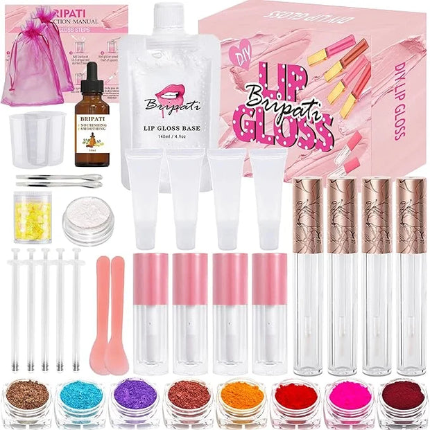 BRIPATI DIY Lip Gloss Making Kit, 46PCS DIY Lip Gloss Kit to Make Your Own Lip Gloss, Moisturizing Lip Glaze Handmade Set,...