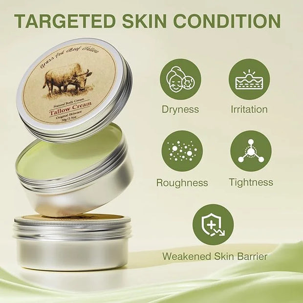 Beef Tallow, Beef Tallow for Skin, Beef Tallow Moisturizer, Beef Tallow Balm for Face Moisturizer Grass Fed for All Purpos...