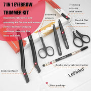 Eyebrow Trimmer Kit, 7 in 1 Eyebrow Scissors, Tweezer, Razor, Gromming Scissors Brush for Women Men, Gifts for Stocking St...
