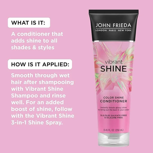 John Frieda Vibrant Shine Shampoo, Hydrating Conditioner with Rosehip Oil for Glossy & Shiny Hair, Enhances Shine for Radi...